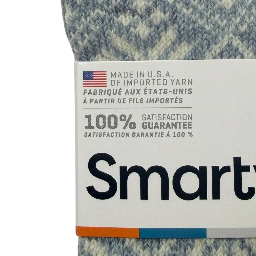 Smartwool Merino Wool Blend Fair Isle Crew Socks Gray Blue Large NWT LOT OF 2